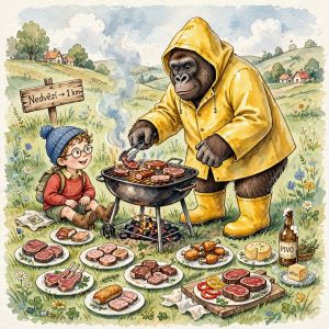 Dětské básničky Jiřího Ryšánka: G: Gorila u grilu (z rubrik Básničky o 20 a více verších, Básničky o jídle, Básničky o zvířátkách, Říkanková abeceda)